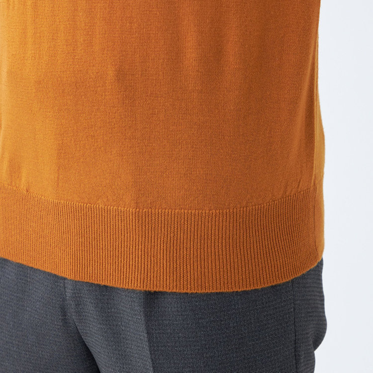 スーツセレクト 【RBC】【秋冬】ウール100%モックネックニットセーター/オレンジ/ZEGNA BARUFFA/マシンウォッシャブル 橙濃色