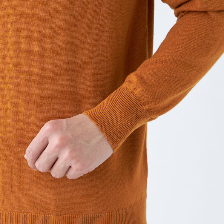 スーツセレクト 【RBC】【秋冬】ウール100%モックネックニットセーター/オレンジ/ZEGNA BARUFFA/マシンウォッシャブル 橙濃色