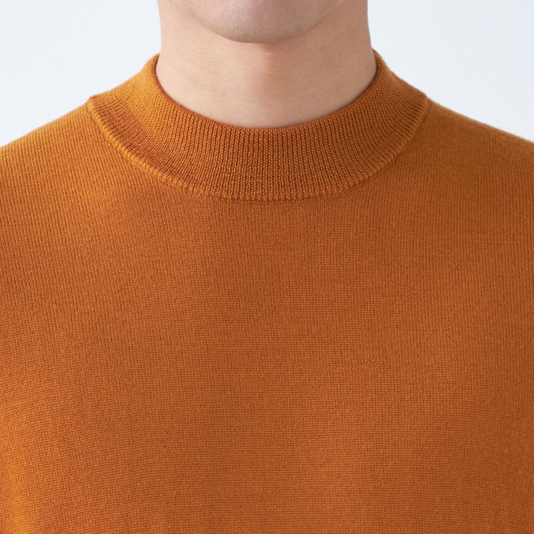 スーツセレクト 【RBC】【秋冬】ウール100%モックネックニットセーター/オレンジ/ZEGNA BARUFFA/マシンウォッシャブル 橙濃色
