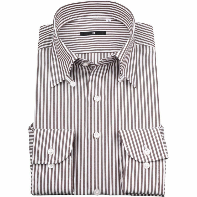 ブラックライン 【WEB限定/OUTLET】【BL】【形態安定】タブカラードレスワイシャツ/ブラウン＆ホワイト×ストライプ/Oil guard ブラウン系(茶)