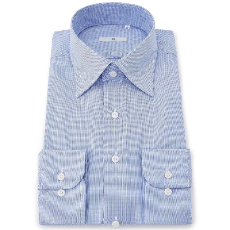 シルバーライン 【SILVER LINE】【形態安定】ワイドドレスワイシャツ/ブルー×ドビー 青中間