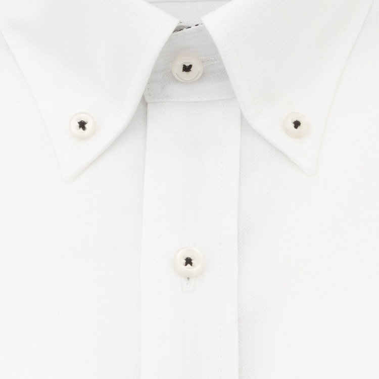 ブラックライン 【発送在庫あり】【BLACK LINE】【形態安定】ボタンダウンドレスワイシャツ/ホワイト×ドビーストライプ/襟袖裏別布：ブラックチェック/釦付糸：ブラック 白