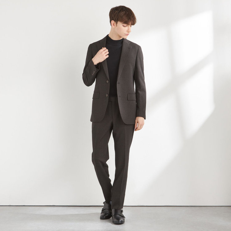 シルバーライン 【CLASSICO TAPERED】【秋冬】コーディネートパンツ付き/2釦シングルスーツ 1タック/ブラウン×グレンチェック+ブラウンソリッドパンツ/ウエストムーブ/4S SUSTAINABILITY&ECOLOGY FABRIC/※パンツ裾上げ済仕様 茶中間