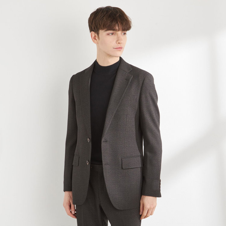 シルバーライン 【CLASSICO TAPERED】【秋冬】コーディネートパンツ付き/2釦シングルスーツ 1タック/ブラウン×グレンチェック+ブラウンソリッドパンツ/ウエストムーブ/4S SUSTAINABILITY&ECOLOGY FABRIC/※パンツ裾上げ済仕様 茶中間