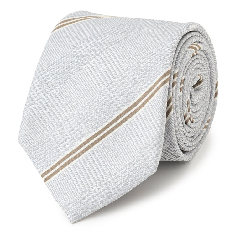 ブラックライン 【BLACK LINE】シルクブレンドストライプネクタイ 7.5cm幅/グレー その他