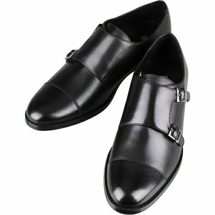 スーツセレクト スエード ダブルモンク 24.5ブラック - 靴
