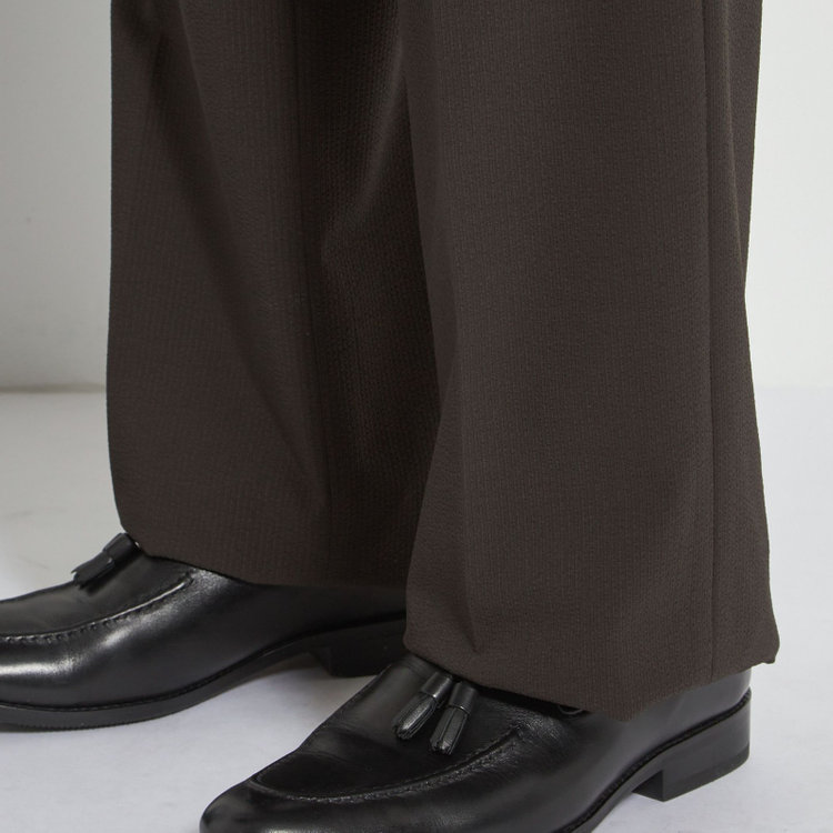 シルバーライン 【RBC】【春夏】2タックパンツ/ブラウン×サッカー/サイド尾錠/4S AIR/※裾上げ必要 茶濃色