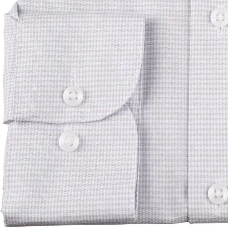 ブラックライン 【BLACK LINE】【形態安定】【ノンアイロン】ワイドカラードレスワイシャツ/グレー＆ホワイト×チェック/NON IRON COTTON グレー系(灰)