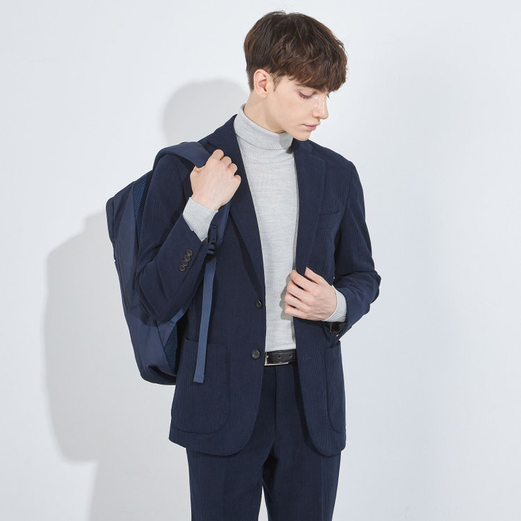 シルバーライン 【5DAYS CLOSET】【RBC】【秋冬】2釦ジャケット/ネイビー×コーデュロイ/パッチポケット/4S SUSTAINABILITY&ECOLOGY FABRIC 紺中間