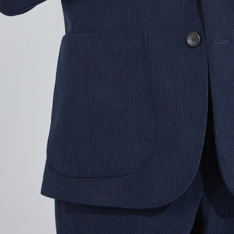 シルバーライン 【5DAYS CLOSET】【RBC】【秋冬】2釦ジャケット/ネイビー×コーデュロイ/パッチポケット/4S SUSTAINABILITY&ECOLOGY FABRIC 紺中間