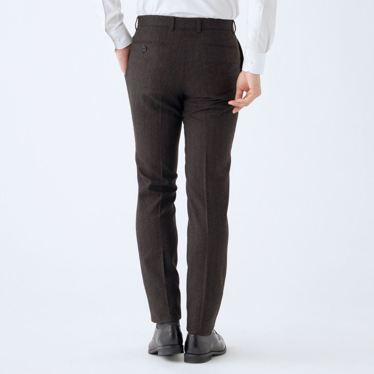 シルバーライン 【発送在庫あり】【CLASSICO TAPERED】【秋冬】2釦シングルスーツ 1タック/ブラウン×ストライプ/RE:NEWOOL/※裾上げ必要 茶中間