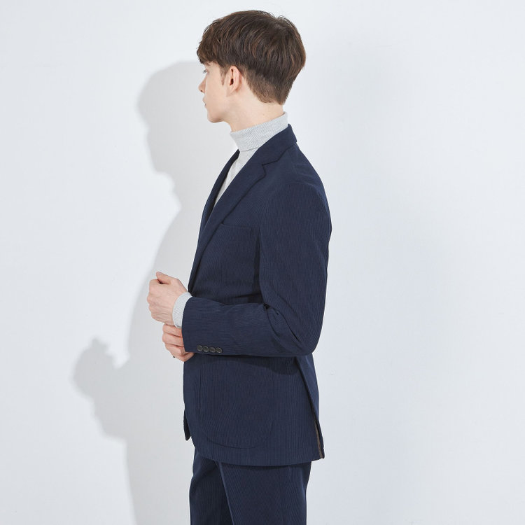 シルバーライン 【5DAYS CLOSET】【RBC】【秋冬】2釦ジャケット/ネイビー×コーデュロイ/パッチポケット/4S SUSTAINABILITY&ECOLOGY FABRIC 紺中間