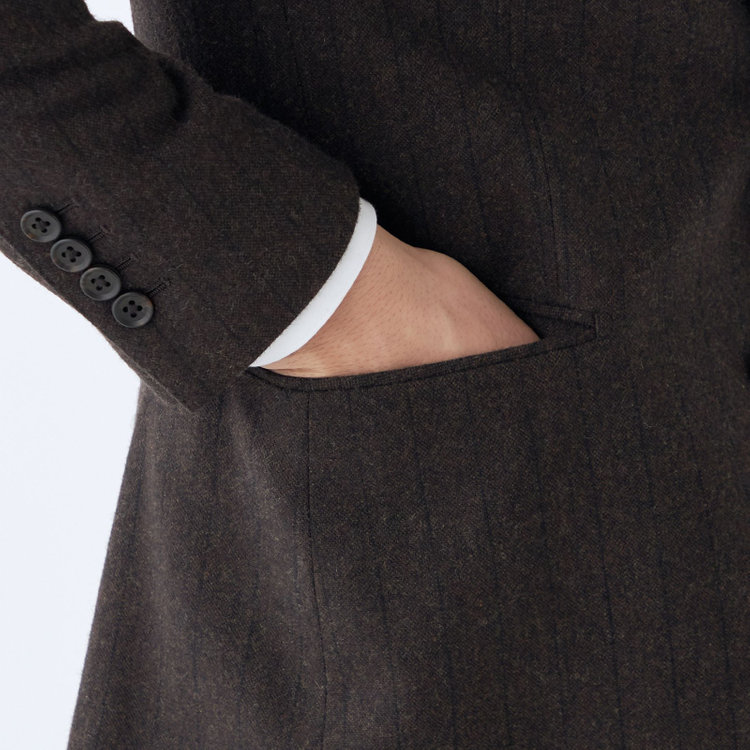 シルバーライン 【発送在庫あり】【CLASSICO TAPERED】【秋冬】2釦シングルスーツ 1タック/ブラウン×ストライプ/RE:NEWOOL/※裾上げ必要 茶中間