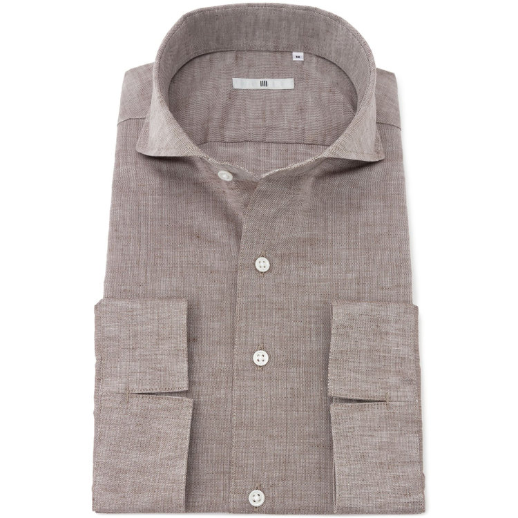 シルバーライン 【SILVER LINE/七分袖】ホリゾンタルワイドカラーワイシャツ/ブラウン 茶中間