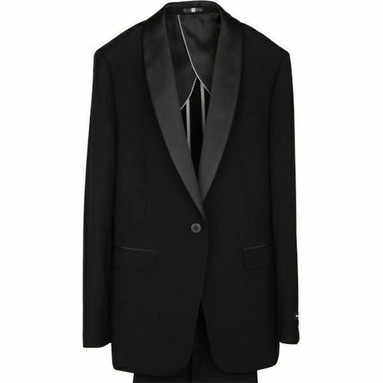 スーツセレクト 【年間】 1釦サテンショールカラーシングルスーツ 0タック/ブラック/BISHU JAPAN FABRIC ブラック系(黒)