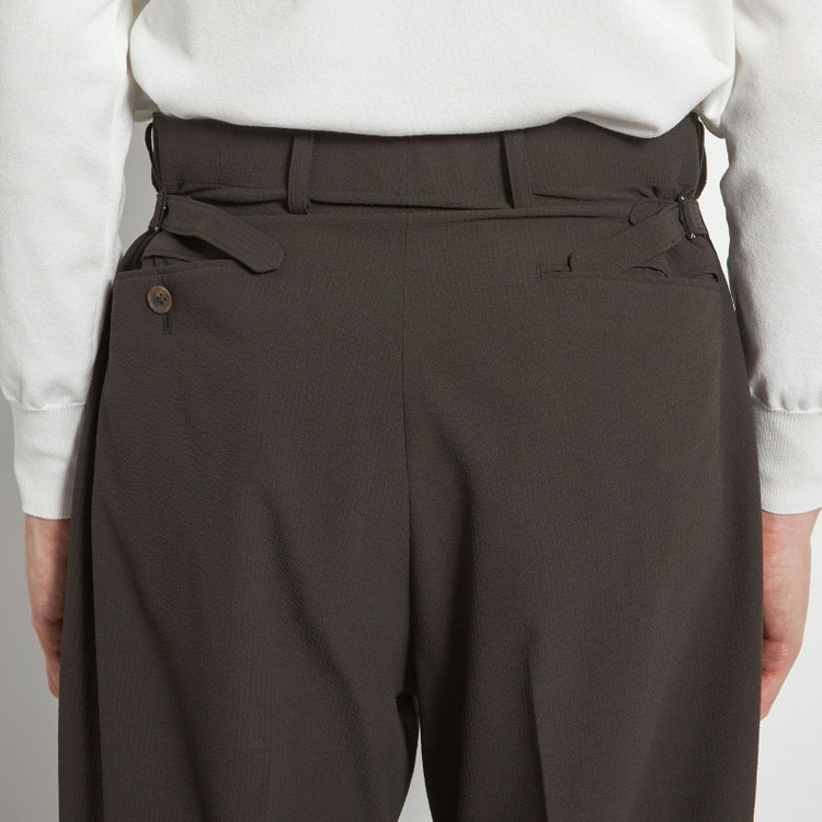 シルバーライン 【RBC】【春夏】2タックパンツ/ブラウン×サッカー/サイド尾錠/4S AIR/※裾上げ必要 茶濃色