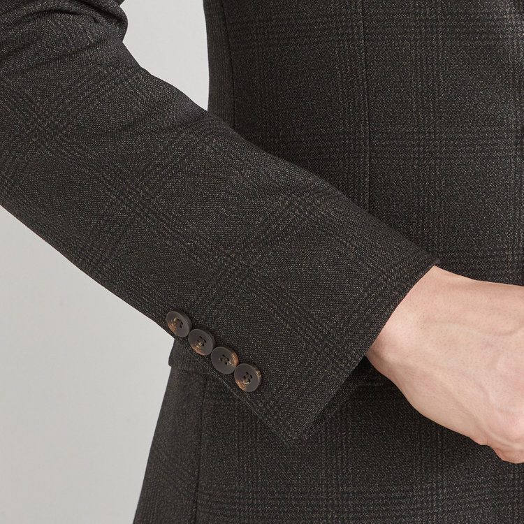シルバーライン 【CLASSICO TAPERED】【秋冬】コーディネートパンツ付き/2釦シングルスーツ 1タック/ブラウン×グレンチェック+ブラウンソリッドパンツ/ウエストムーブ/4S SUSTAINABILITY&ECOLOGY FABRIC/※パンツ裾上げ済仕様 茶中間