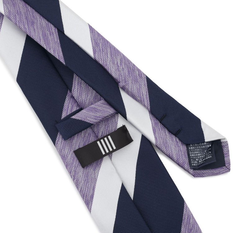 ブラックライン 【BLACK LINE】シルクブレンドストライプネクタイ 7.5cm幅/パープル×ネイビー×ホワイト/ウォッシャブル その他