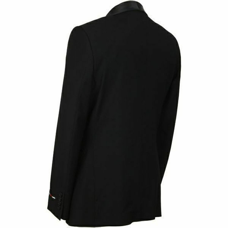 スーツセレクト 【年間】 1釦サテンショールカラーシングルスーツ 0タック/ブラック/BISHU JAPAN FABRIC ブラック系(黒)