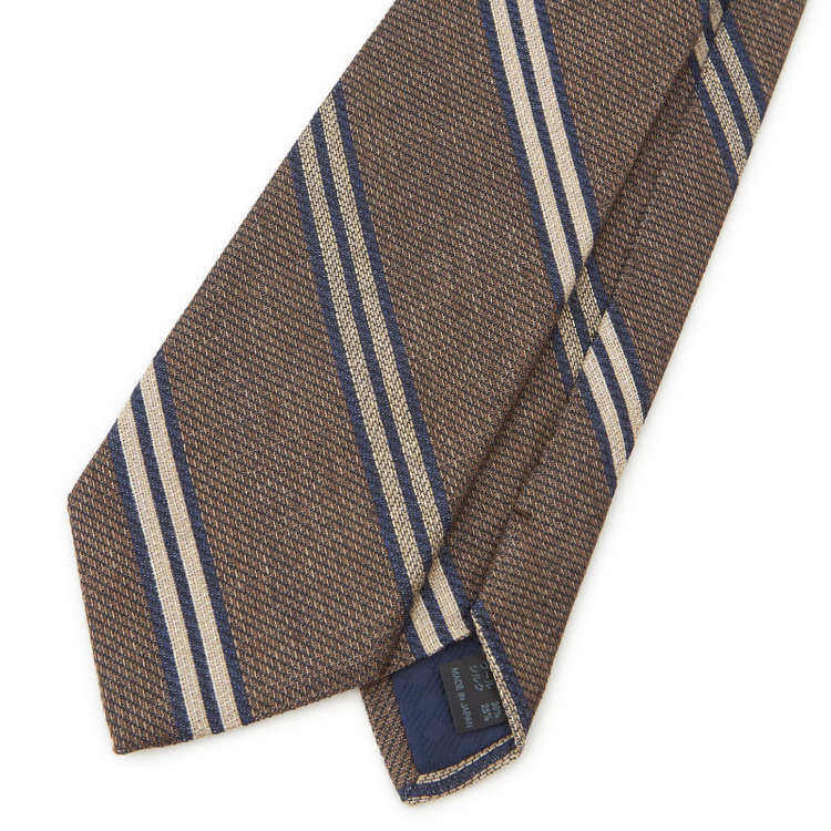 シルバーライン 【発送在庫あり】【SILVER LINE】コットンウールシルクストライプネクタイ 8.5cm幅/ブラウン/ITALIAN FABRICS その他