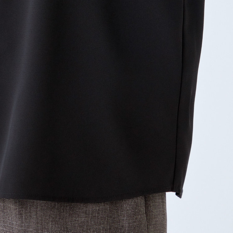 シルバーライン 【SL/長袖】ケープ付きバンドカラープルオーバーブラウス/ブラック/2WAYストレッチ/UV加工/ウォッシャブル 黒