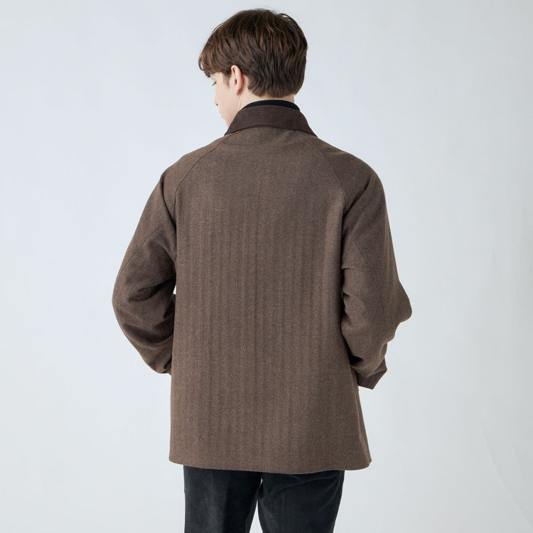 シルバーライン 【発送在庫あり】【SL】ウールブレンドデュアリティショートコート/ベージュ＆ブラウン×チェック/140S BLENDED EXTRA FINE MERINO WOOL 黄淡色