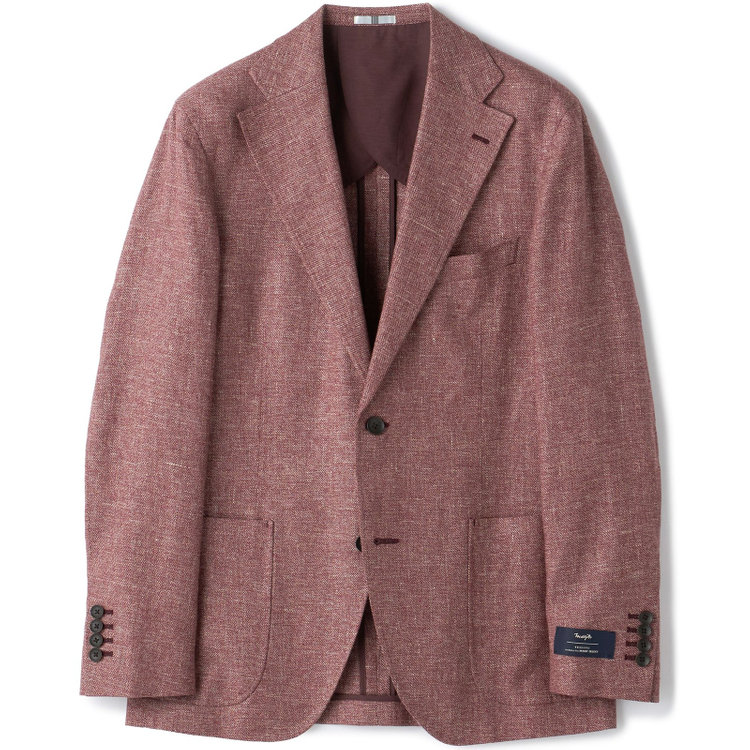 シルバーライン 【CLASSICO TAPERED】【春夏】ウールリネン2釦シングルジャケット/ワイン/パッチポケット/MARZOTTO 赤濃色