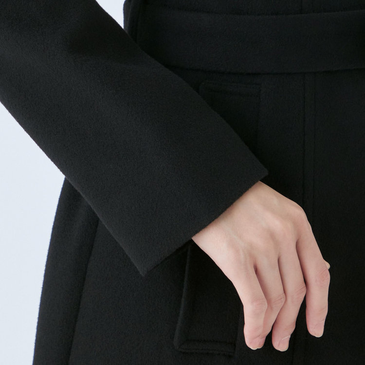 シルバーライン 【SL】カシミヤブレンドスタンドカラーベルテッドコート/ブラック 黒