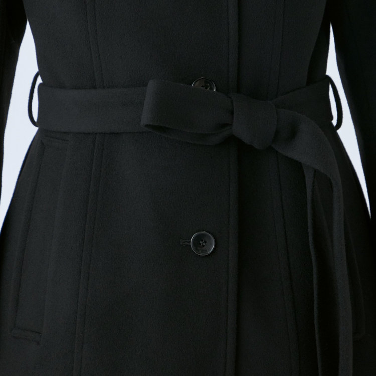 シルバーライン 【SL】カシミヤブレンドスタンドカラーベルテッドコート/ブラック 黒