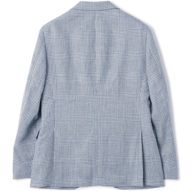 シルバーライン 【CLASSICO TAPERED】【春夏】リネンウールワイドラペル3釦段返りジャケット/ブルー＆ホワイト×チェック/DRAGO lanificio in billa fabric made in italy 青中間