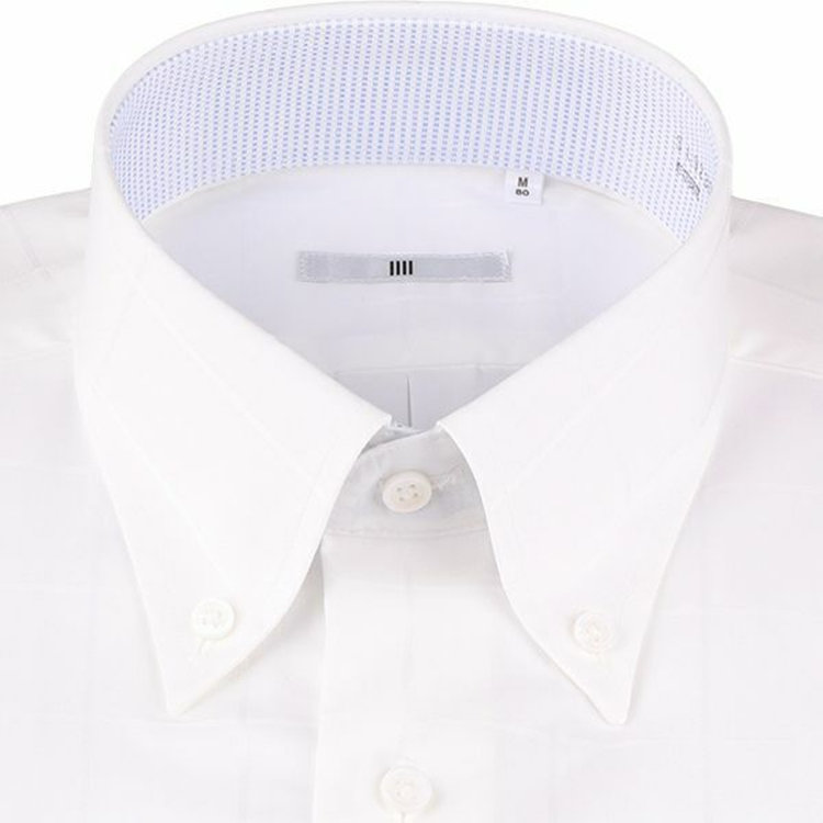 ブラックライン 【WEB限定/OUTLET】【SL】【形態安定】ボタンダウンドレスワイシャツ/ホワイト×ドビーウィンドペン/襟袖裏別布：ブルー刺子柄 ブルー系(青)