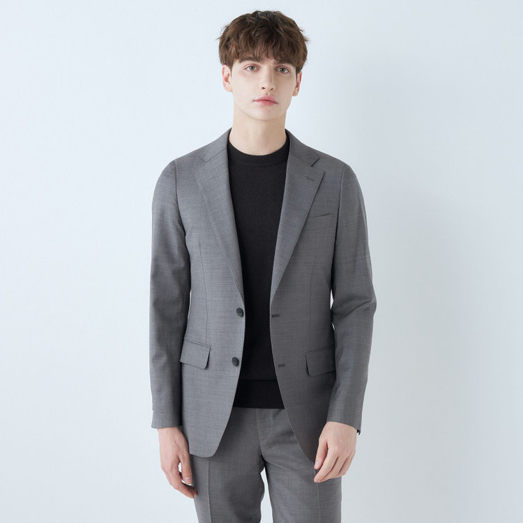 スーツセレクト 【RBC】【半袖】和紙コットンブレンドクルーネックニットシャツ/ブラック 黒