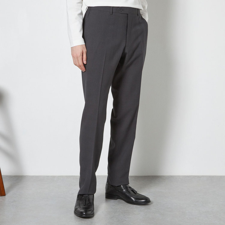 ブラックライン 【SLIM TAPERED】【春夏】0タックテーパードパンツ/グレー×グレンチェック/ウエストシャーリング/4S SUSTAINABILITY&ECOLOGY FABRIC「ウォッシャブル」「ストレッチ」/※裾上げ済仕様 グレー濃色
