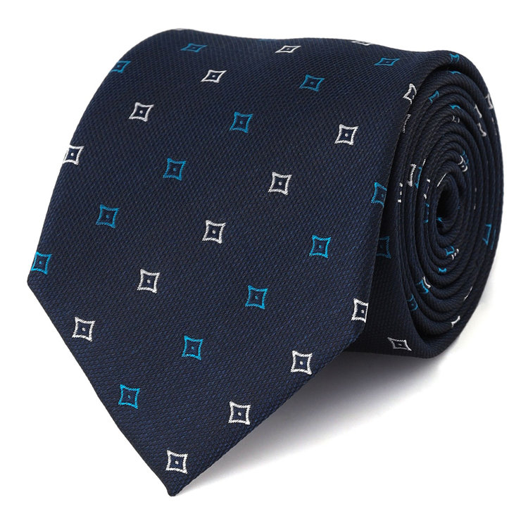 ブラックライン 【BLACK LINE】シルクブレンド小紋ネクタイ 7.5cm幅/ネイビー その他