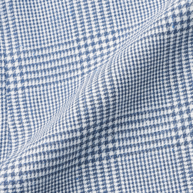 シルバーライン 【CLASSICO TAPERED】【春夏】リネンウールワイドラペル3釦段返りジャケット/ブルー＆ホワイト×チェック/DRAGO lanificio in billa fabric made in italy 青中間