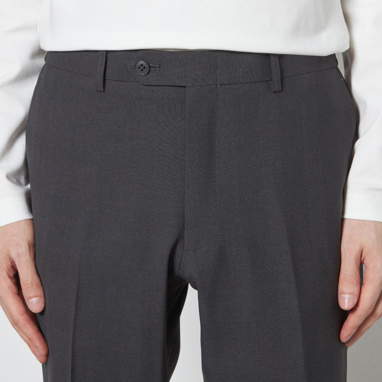 ブラックライン 【SLIM TAPERED】【春夏】0タックテーパードパンツ/グレー×グレンチェック/ウエストシャーリング/4S SUSTAINABILITY&ECOLOGY FABRIC「ウォッシャブル」「ストレッチ」/※裾上げ済仕様 グレー濃色