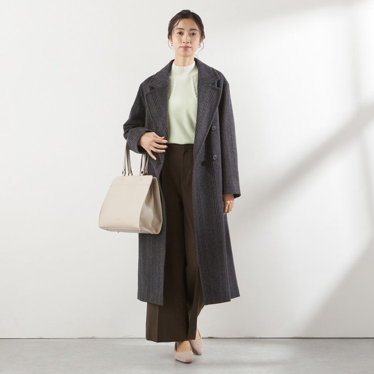 ブラックライン ダブルブレストロングチェスターコート/ネイビー＆ブラウン 紺中間