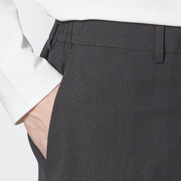 ブラックライン 【SLIM TAPERED】【春夏】0タックテーパードパンツ/グレー×グレンチェック/ウエストシャーリング/4S SUSTAINABILITY&ECOLOGY FABRIC「ウォッシャブル」「ストレッチ」/※裾上げ済仕様 グレー濃色