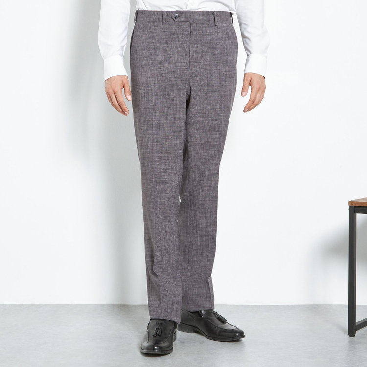 ブラックライン 【SLIM TAPERED】【春夏】0タックテーパードパンツ/グレー×スラブ/ウエストムーブ/4S SUSTAINABILITY&ECOLOGY FABRIC「ウォッシャブル」「ストレッチ」/※裾直し必要 グレー中間