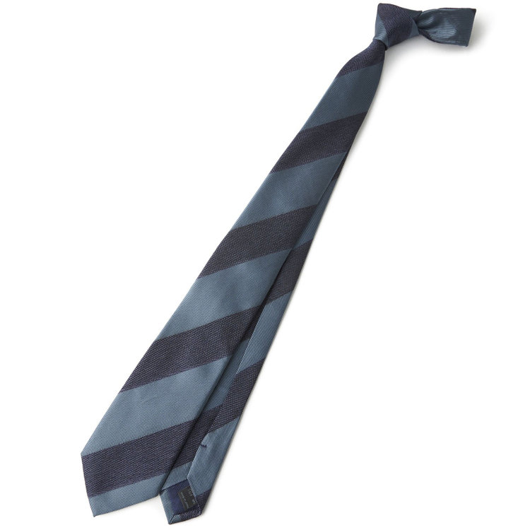 ブラックライン 【BLACK LINE】コットンシルクストライプネクタイ 7.5cm幅/ブルー/ITALIAN FABRICS その他