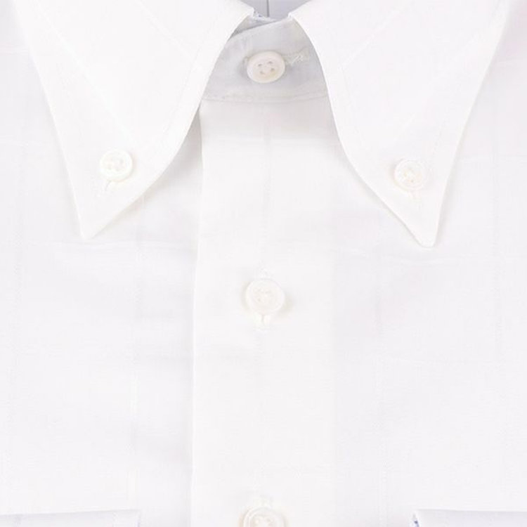 ブラックライン 【WEB限定/OUTLET】【SL】【形態安定】ボタンダウンドレスワイシャツ/ホワイト×ドビーウィンドペン/襟袖裏別布：ブルー刺子柄 ブルー系(青)