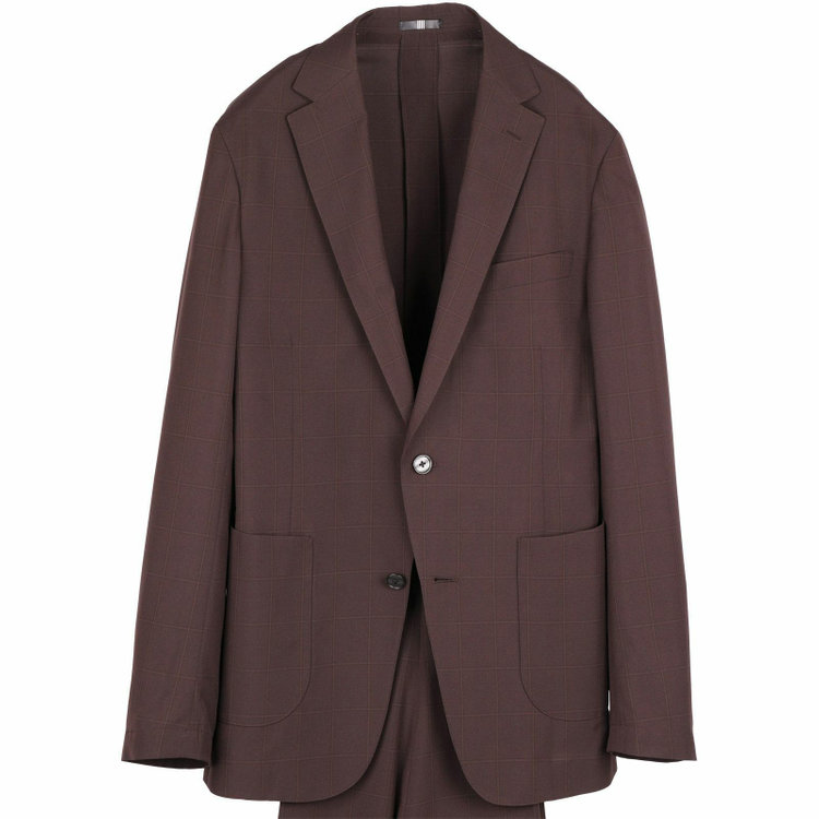 スーツセレクト 【WEB限定/OUTLET】【SLIM TAPERED_2】【春夏】コーディネートパンツ付き/2釦シングルスーツ 0タック/ブラウン×チェック+ライトブラウンソリッドパンツ/LIGHT&COOL/ウォッシャブル ブラウン系(茶)