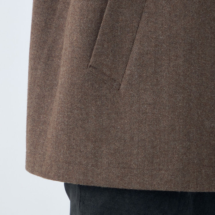 シルバーライン 【発送在庫あり】【SL】ウールブレンドデュアリティショートコート/ベージュ＆ブラウン×チェック/140S BLENDED EXTRA FINE MERINO WOOL 黄淡色