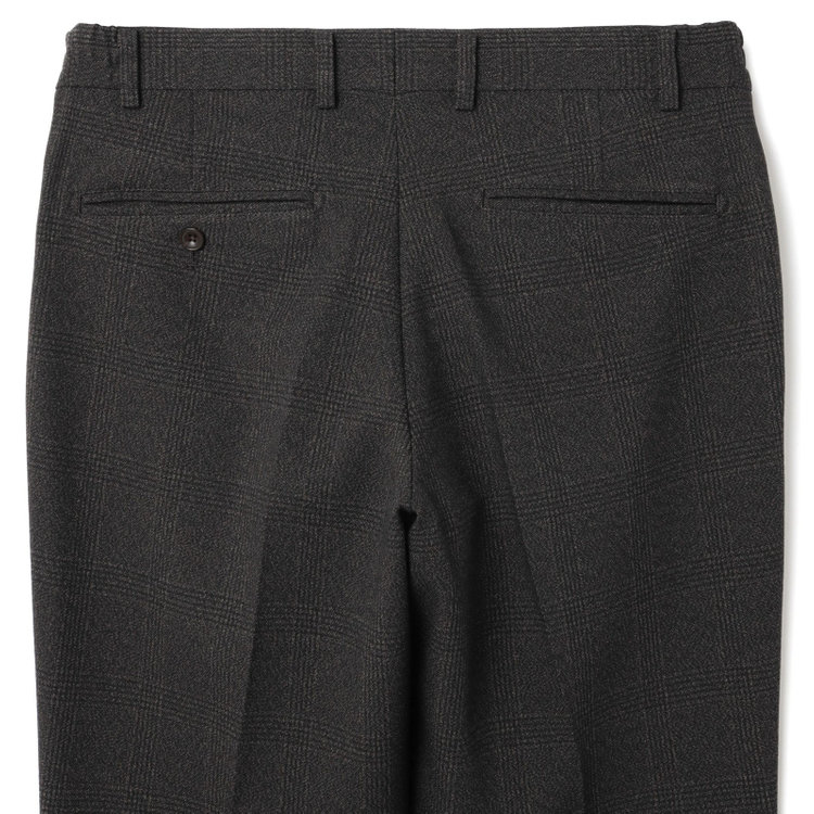 ブラックライン 【SLIM TAPERED_2】【秋冬】2釦シングルスリーピーススーツ 0タック/ブラウン×チェック/ウエストシャーリング/4S SUSTAINABILITY&ECOLOGY FABRIC/※パンツ裾上げ済仕様 茶濃色