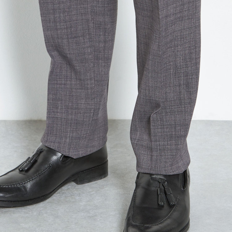 ブラックライン 【SLIM TAPERED】【春夏】0タックテーパードパンツ/グレー×スラブ/ウエストムーブ/4S SUSTAINABILITY&ECOLOGY FABRIC「ウォッシャブル」「ストレッチ」/※裾直し必要 グレー中間