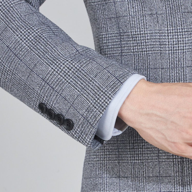 シルバーライン 【5DAYS CLOSET】【RBC】【秋冬】2釦ジャケット/ブルーグレー×チェック/パッチポケット 青中間