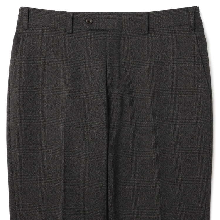 ブラックライン 【SLIM TAPERED_2】【秋冬】2釦シングルスリーピーススーツ 0タック/ブラウン×チェック/ウエストシャーリング/4S SUSTAINABILITY&ECOLOGY FABRIC/※パンツ裾上げ済仕様 茶濃色