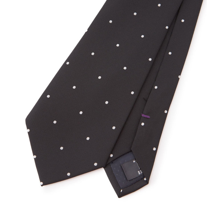 ブラックライン 【BLACK LINE】シルクブレンドドットネクタイ 7.5cm幅/ブラック その他