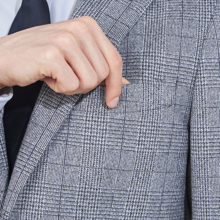 シルバーライン 【5DAYS CLOSET】【RBC】【秋冬】2釦ジャケット/ブルーグレー×チェック/パッチポケット 青中間