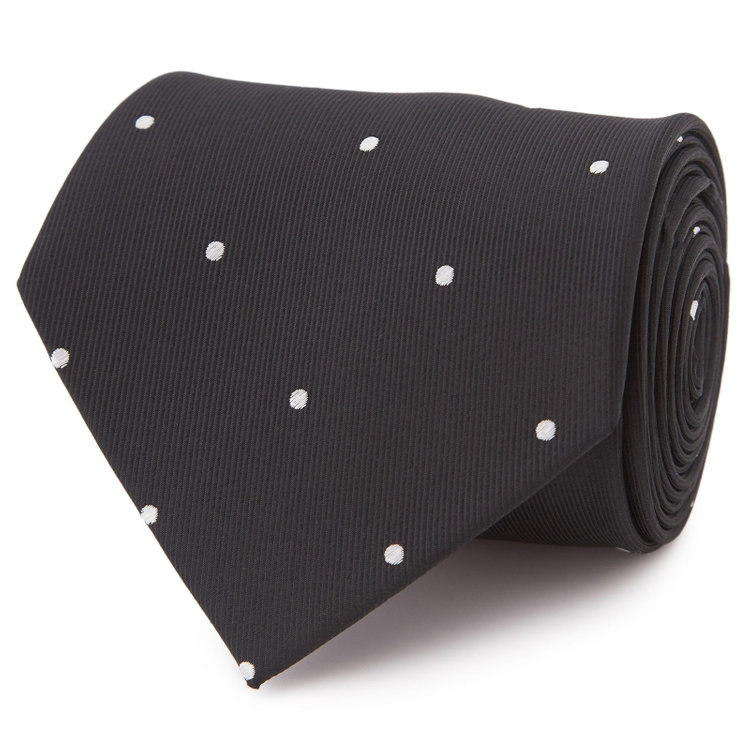 ブラックライン 【BLACK LINE】シルクブレンドドットネクタイ 7.5cm幅/ブラック その他